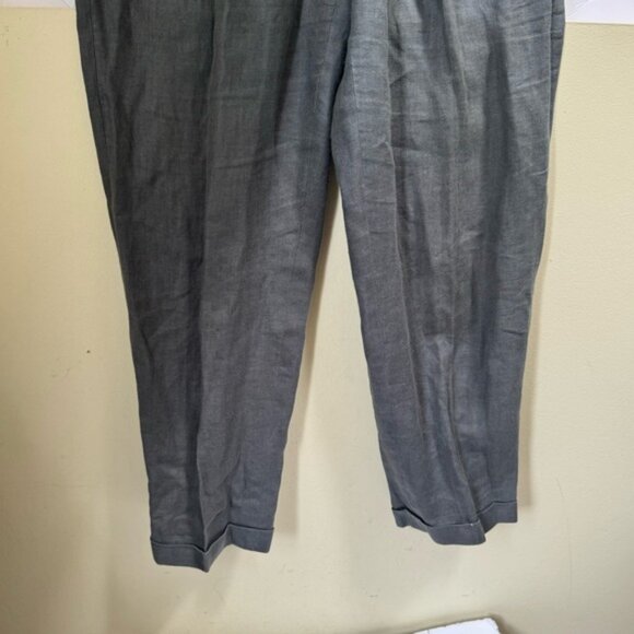 Liz Claiborne Vintage Linen High Waist Pants Cuffs Straight Tapered Leg Pockets - Picture 9 of 16